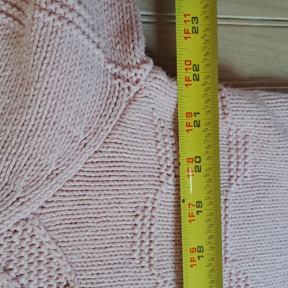 Croft & Barrow Soft Powder Pink Floral Knit Sweater Pullover Mock Neck - Picture 7 of 11